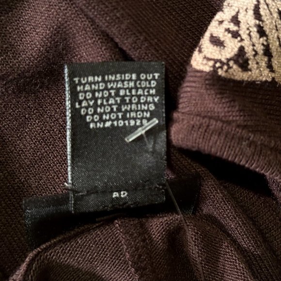 NWT Bay Studio Embroidered Brown Batwing Sleeve Poncho-Style Top Petite Medium - Picture 3 of 14